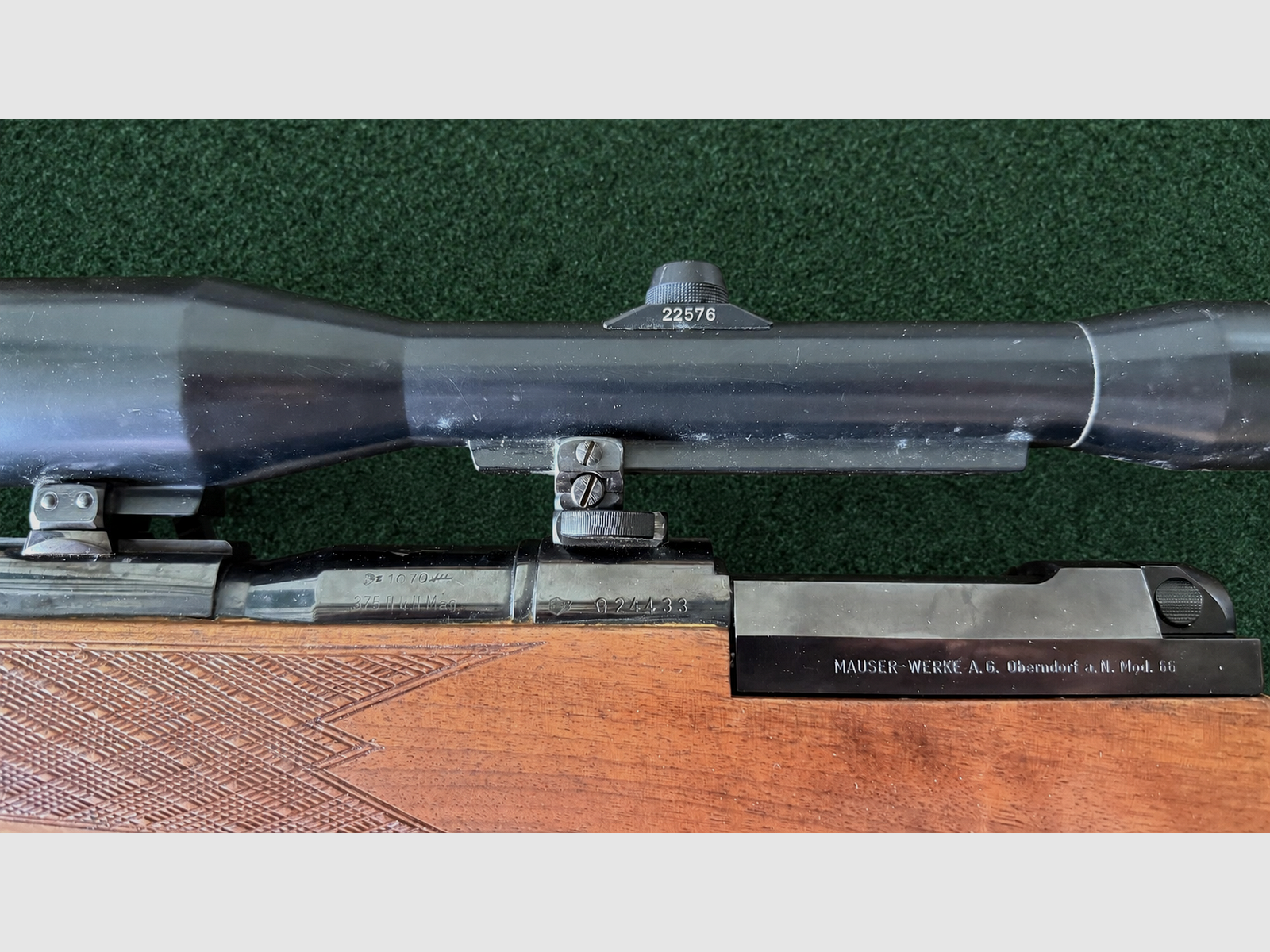 Mauser Modell 66 bolt-action rifle .375 H&H Magnum with Schmidt & Bender 6×42 scope, zdjęcie 4 z 11