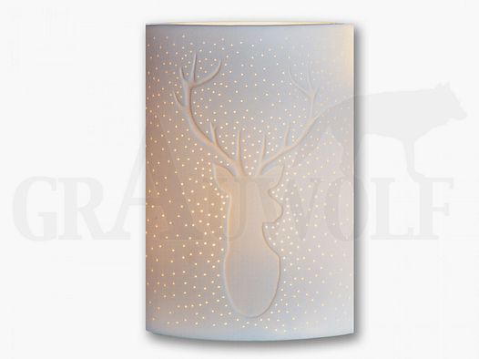 Lámpara de porcelana con motivo de ciervo altura 26 cm