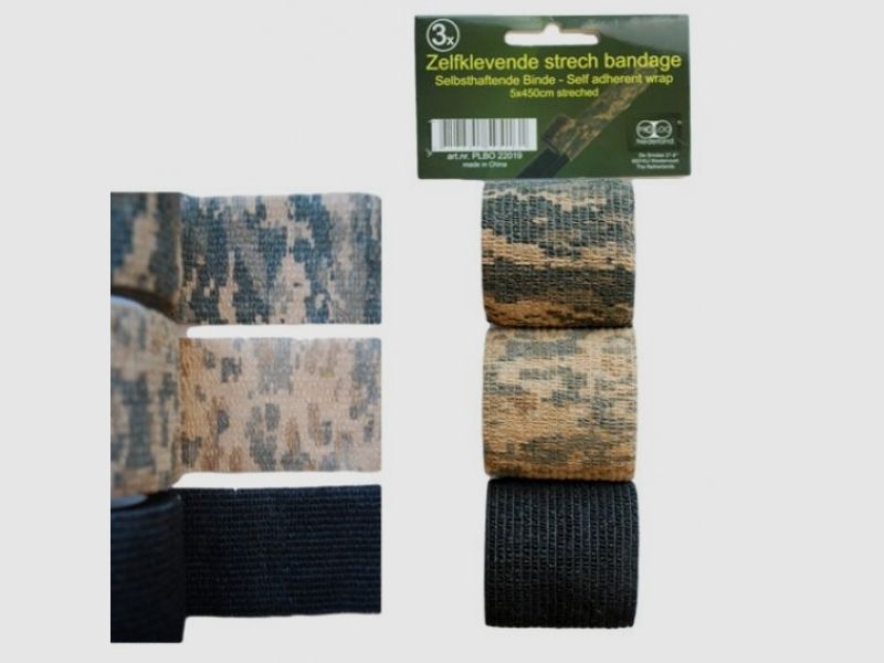 Zelfklevende stretch tape 3 rollen 5cmx2mtr - 4,5m uitgetrokken lengte, afbeelding 2 van 2