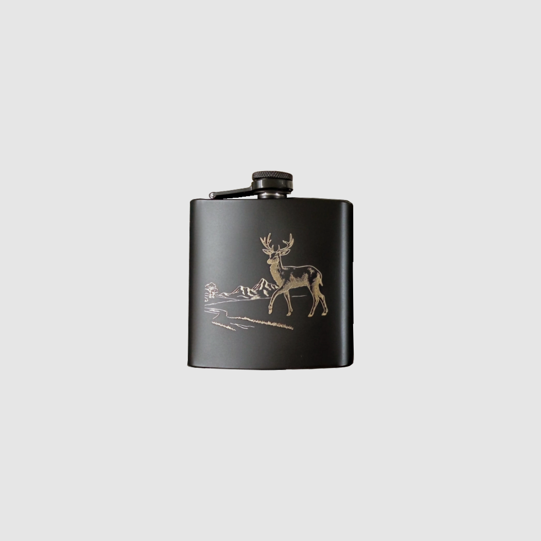 Jagd Edelstahl- Flachmann / Flasche180 ml mit Hirsch Gravur