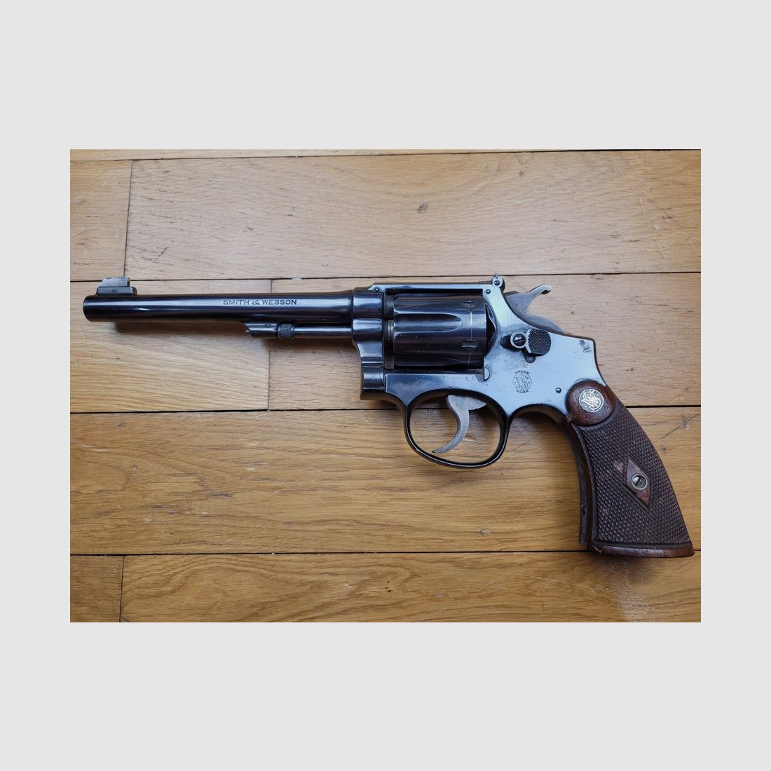 Zeldzame Smith&Wesson « Outdoorsman » – 22.K model – 22LR – geboren in 1931! – 6 inch – 6 schoten – Droomstaat!, afbeelding 2 van 19