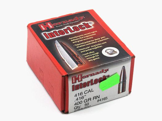 Projectiles de fusil, Hornady .416 Interlock, 400gr, 50 pcs, .416 Rigby