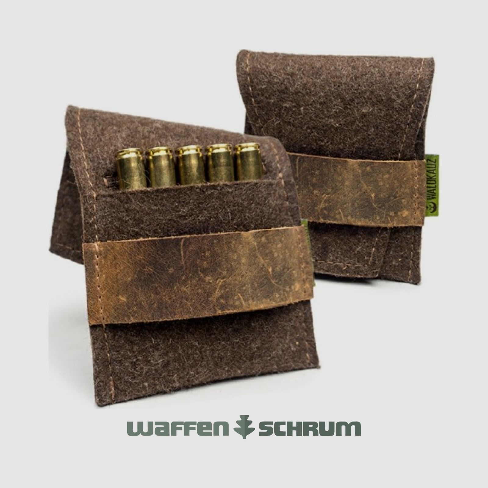 Waldkauz Filz patroonetui ''5er Büchse'' / voor 5 kogelpatronen