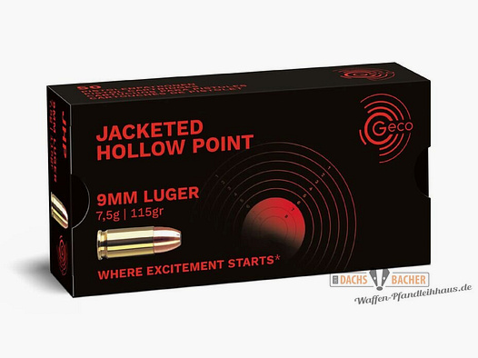 GECO 9 mm Luger JHP Jacketed Hollow Point 7,5g/115gr 50 strzałów