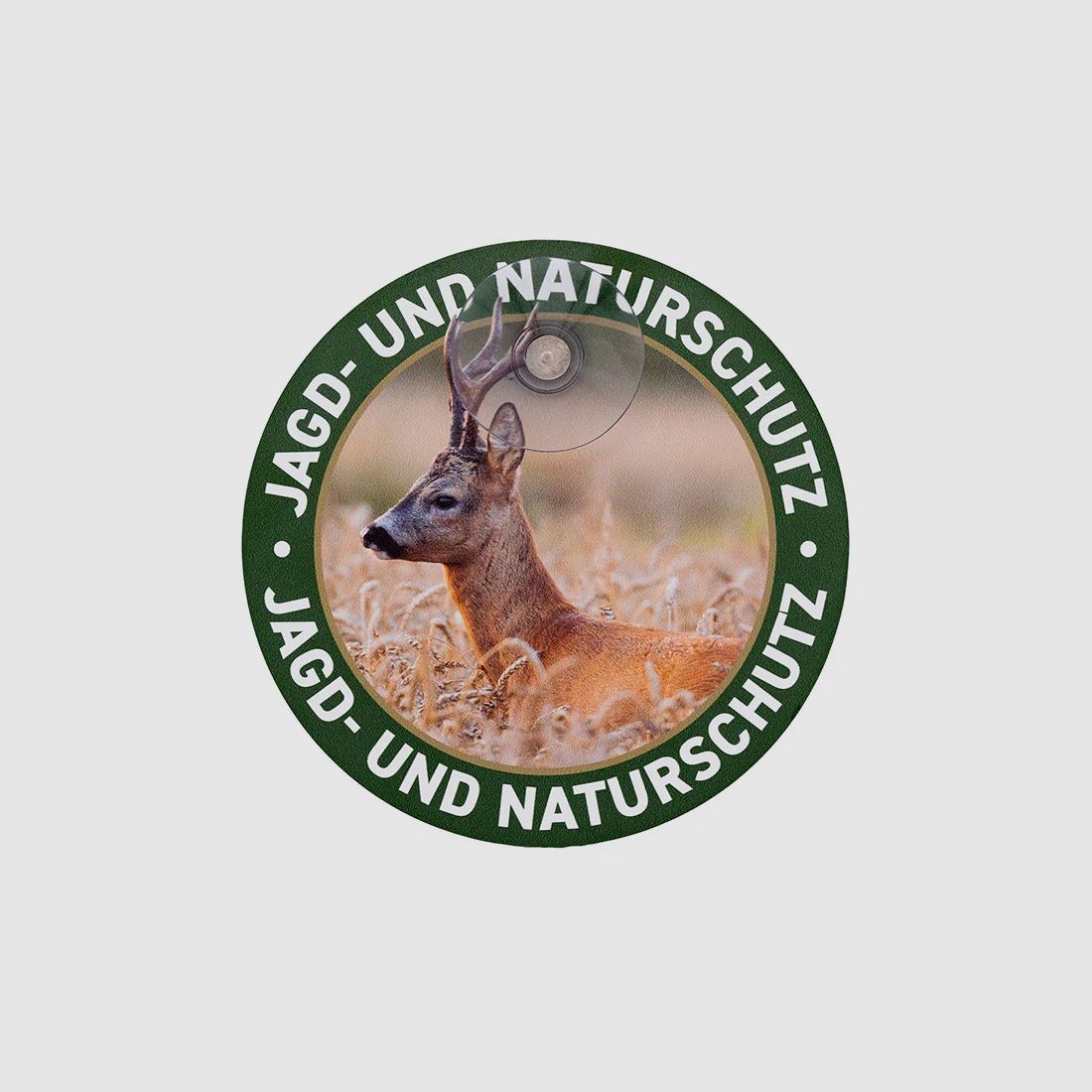 Plaque auto ronde avec ventouse "Chasse & Protection de la nature" Chevreuil