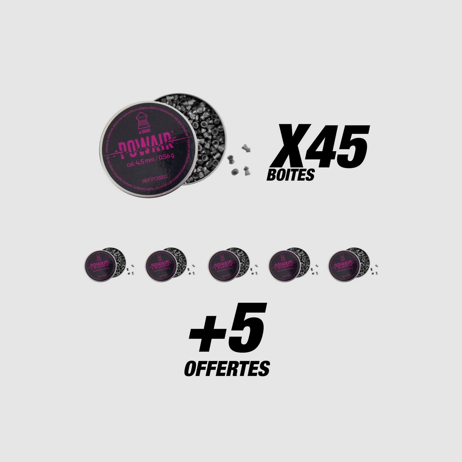 Pack Powair plombs pointus C4.5 X25000 (50 boites)