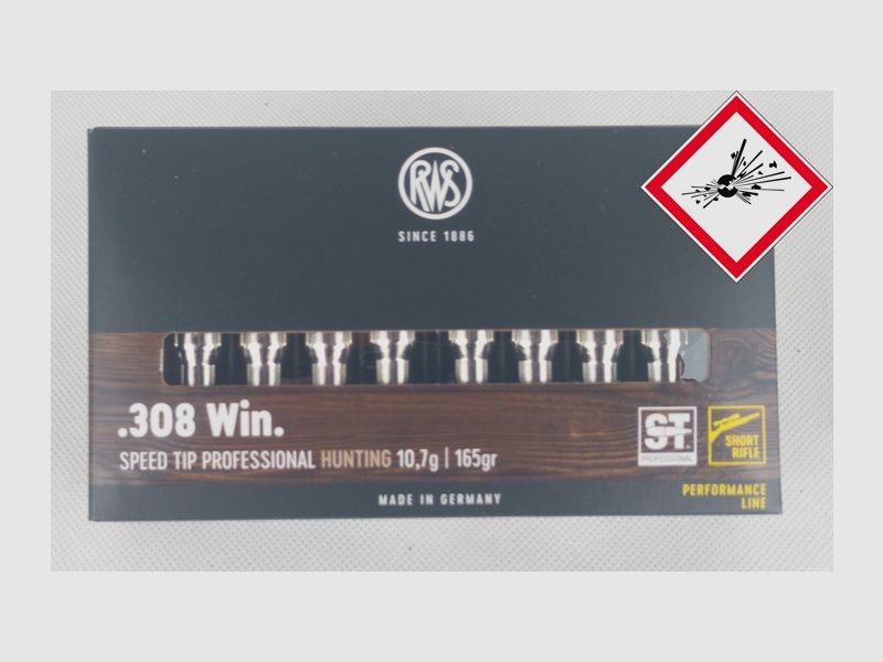 RWS  S-TIP PRO Jagdpatrone Kal. .308 WIN Short Rifle 165 grs