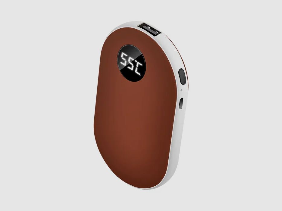 Scaldamani ELETTRICO ROSSO-MARRONE - ricaricabile con USB - temperatura regolabile da 42 a 52 gradi