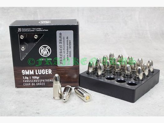 RWS 9mm Luger Fangschuss 108gr. 7,0g 20 Stück Staffelpreise