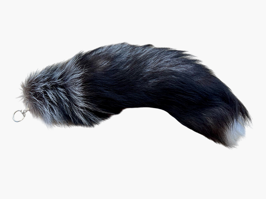 Real silver fox tail with keychain