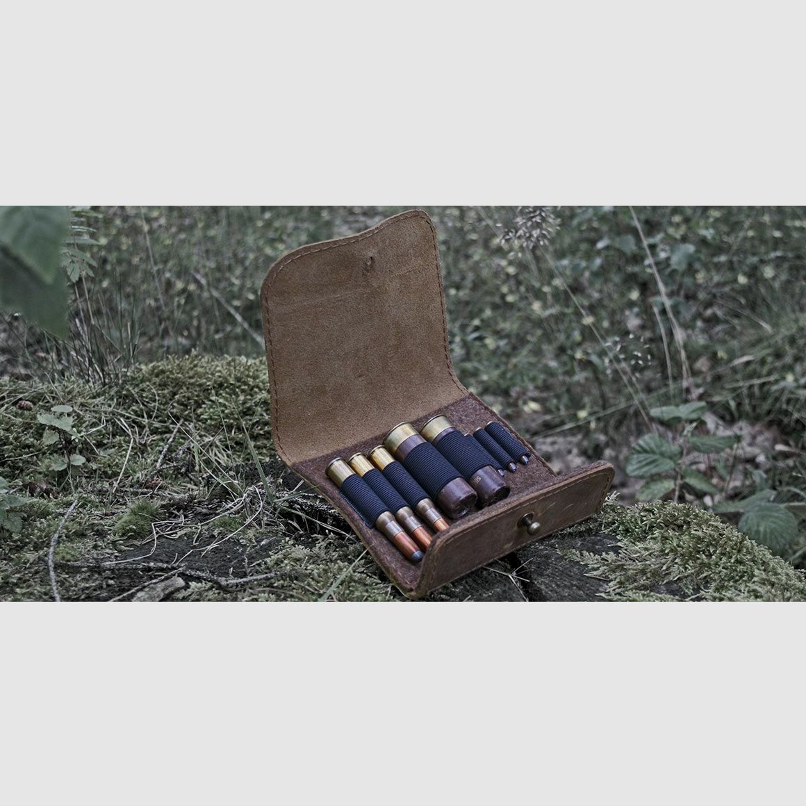 Forest owl rifle nubuck leather cartridge case