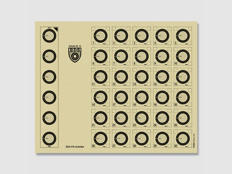 BDS target Z18 for 100 meter test / scoring target images 50 pcs.