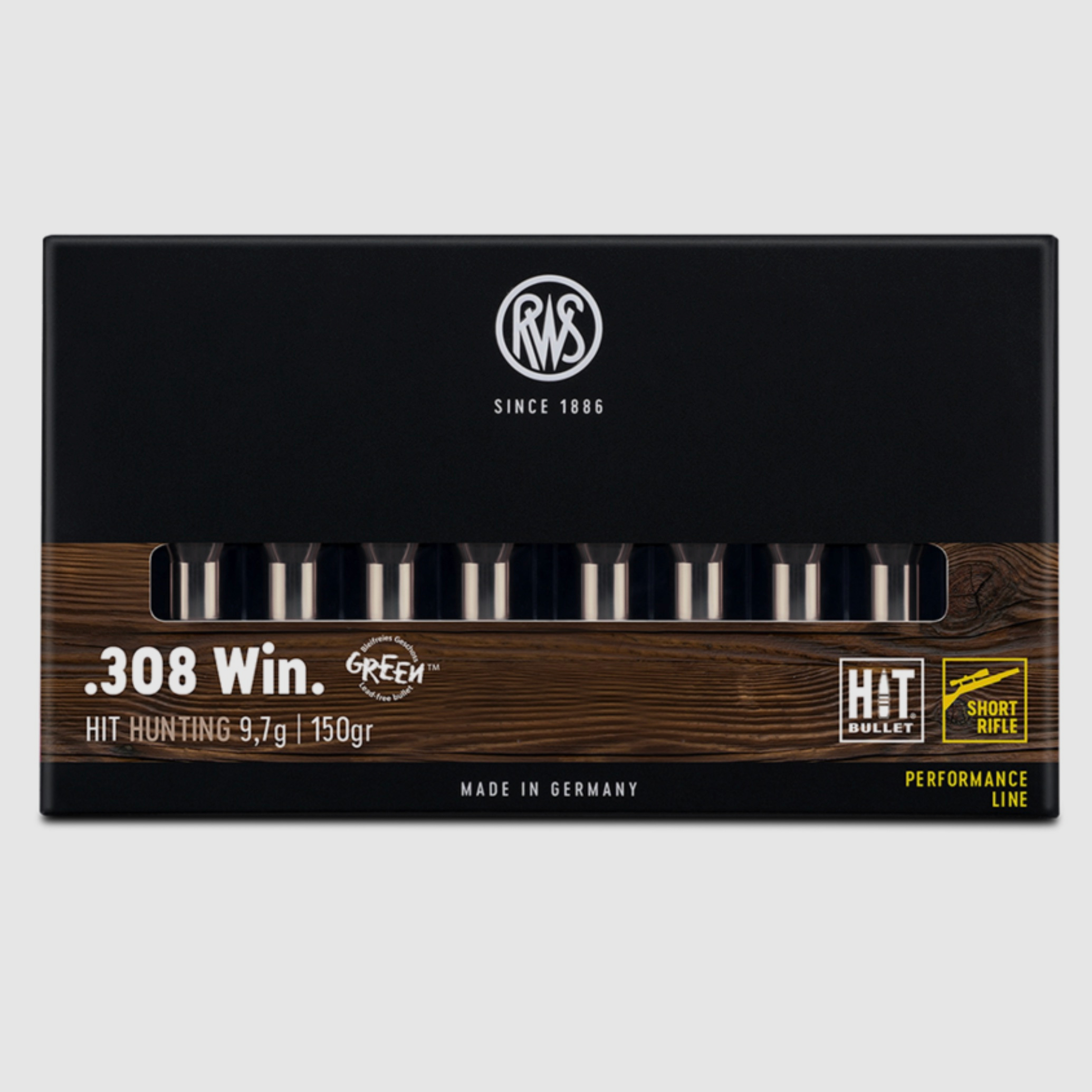 RWS 2406615 cartuchos .308 Win. HIT Short Rifle 9,7g 150grs. Sin plomo