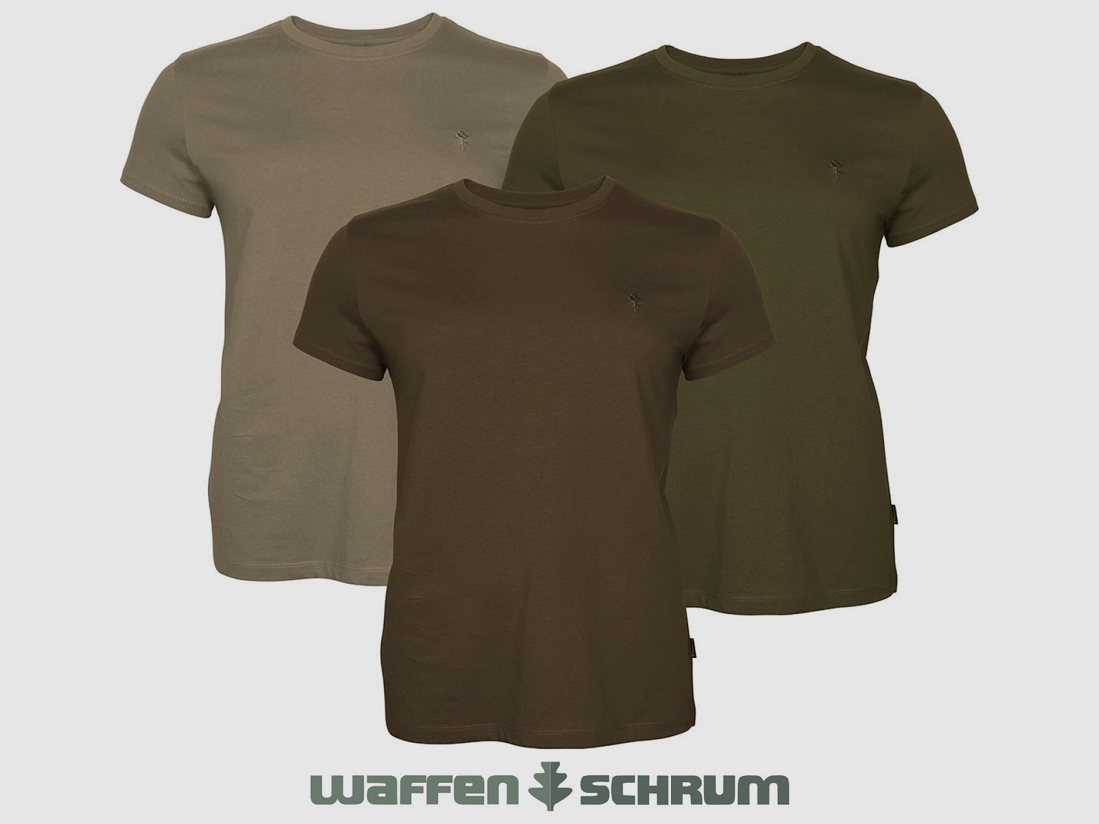 Pinewood T-Shirt 3er Pack Green/ H.Brown/ Khaki