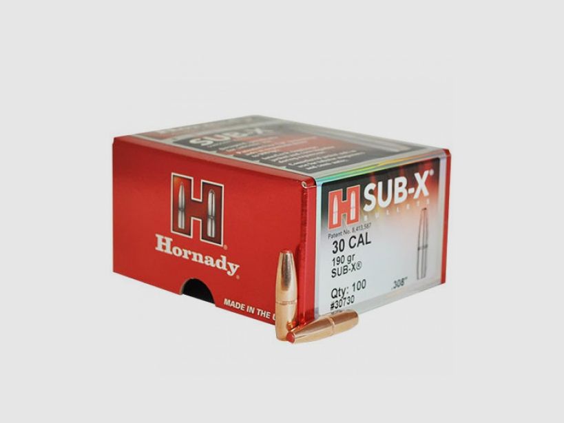 HORNADY OGIVE CAL.30 – 7,62MM(308″) 190 GR. SUB-X SUBSONIC