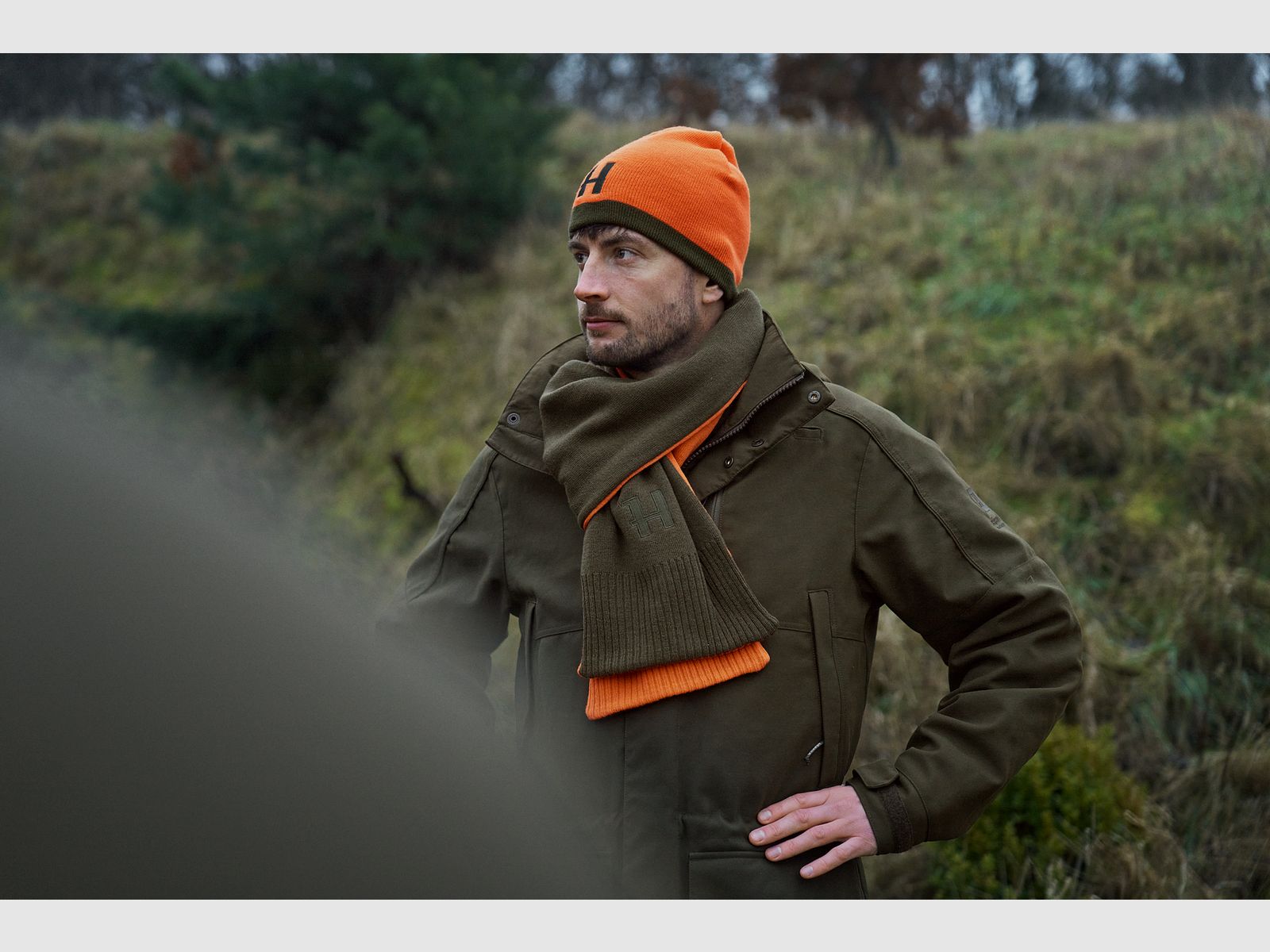 Harkila bonnet réversible Willow green/Orange, image 4 sur 5