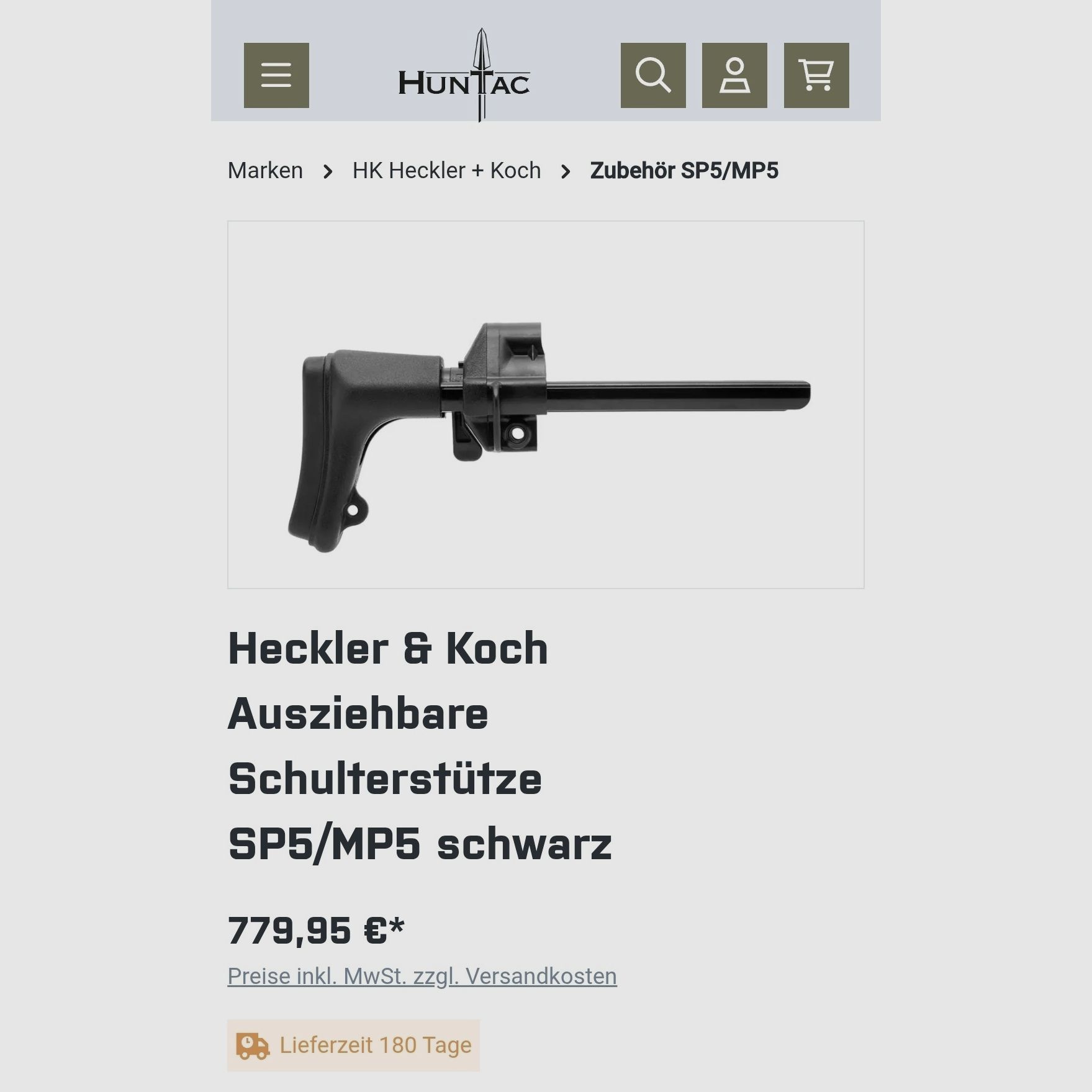 Heckler & Koch Ausziehbare Schulterstütze Schaft SP5 MP5 [Sofort Verfügbar]