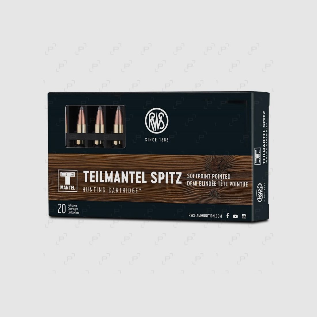 Box mit 20 Patronen für Großwild RWS TEILMANTEL Kaliber .243 WIN - 100 GR