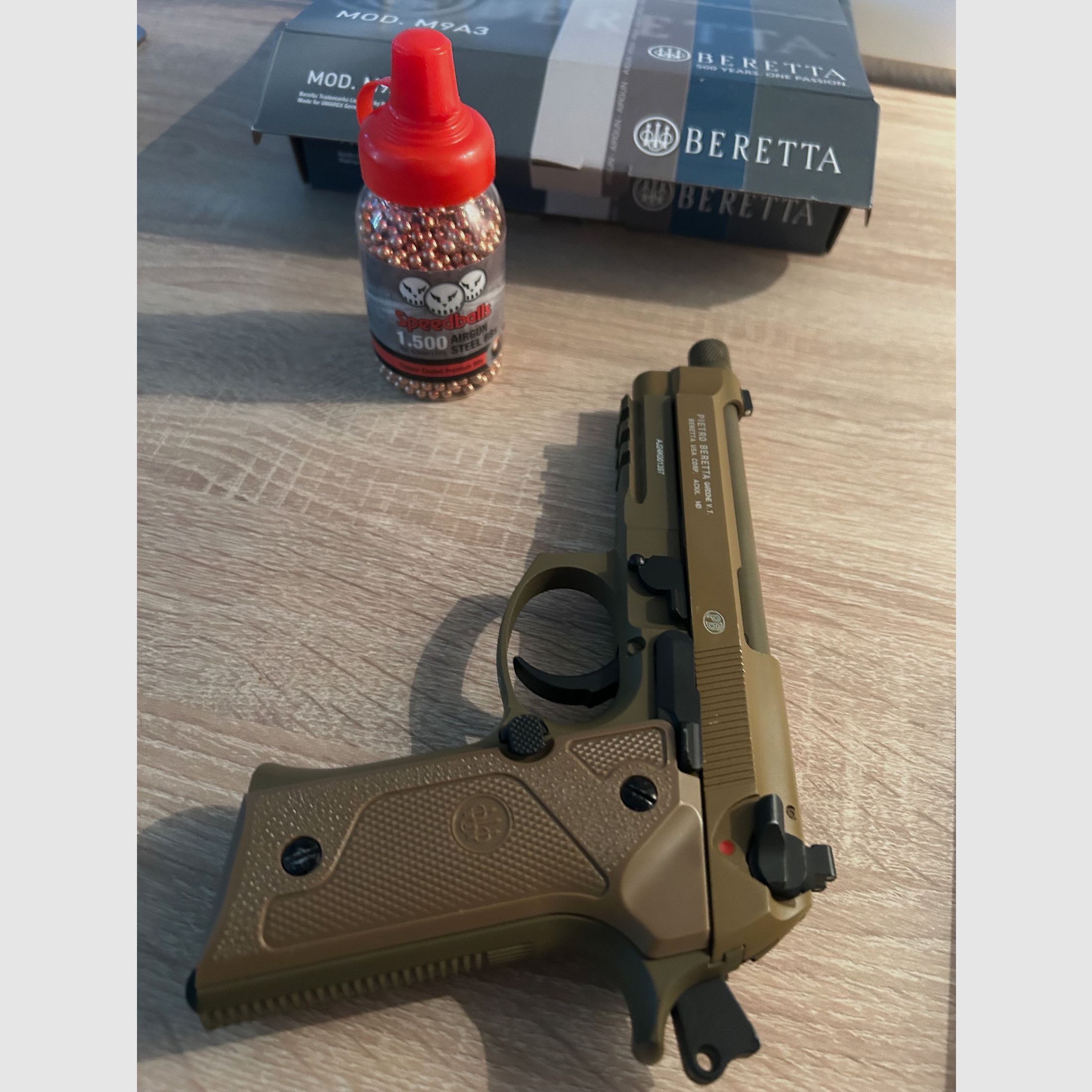 Beretta M9 A3 CO2 pistola de aire comprimido de metal completo Cal. 4,5 mm BB FDE