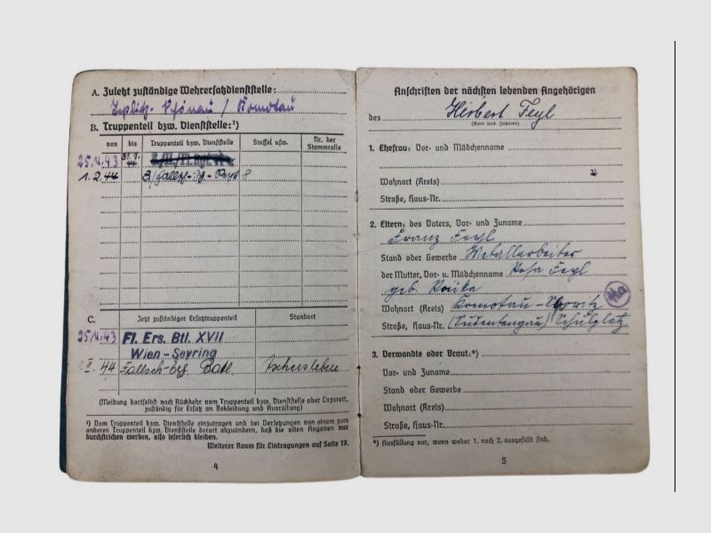Soldbuch Fallschirmjager aus Wk2
