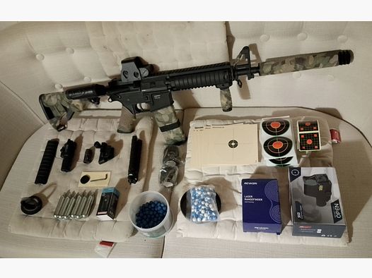 Combat Set T4E t4m RIS CO2 air pressure assault rifle Ram camouflage Holo viseur laser télémètre carabine de défense à domicile cal .43 marqueur de paintball amélioré