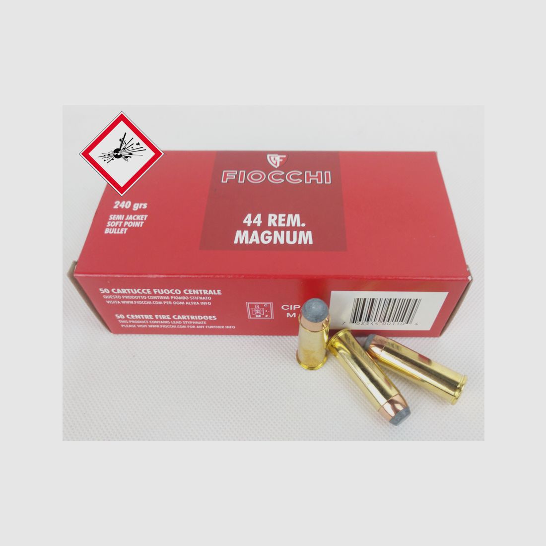 Cartouches de revolver Fiocchi .44 Magnum TM SJSP 240 grs