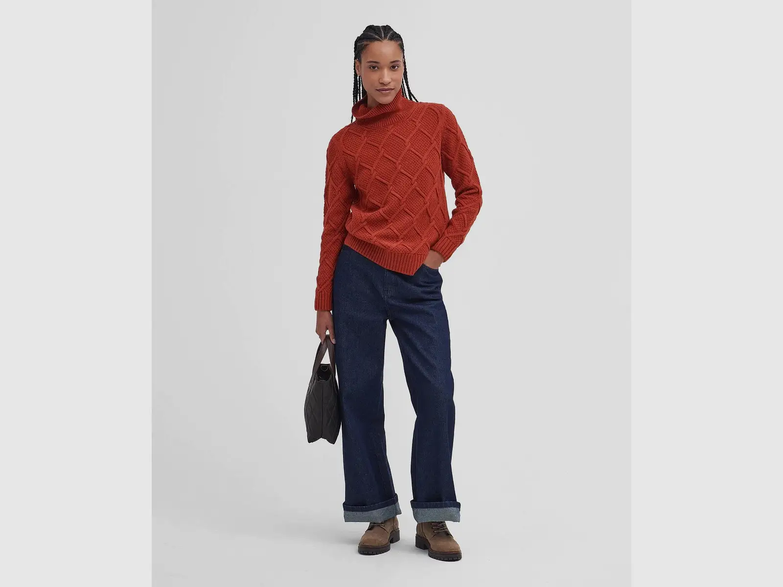 Barbour Burne Rollkragenpullover, gewürbter Kürbis, Bild 7 von 7