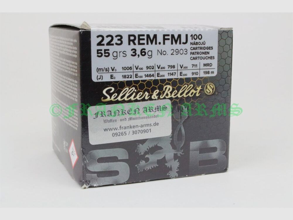 Sellier&Bellot .223 Rem. 55gr. 3,6g 100 Stück Staffelpreise