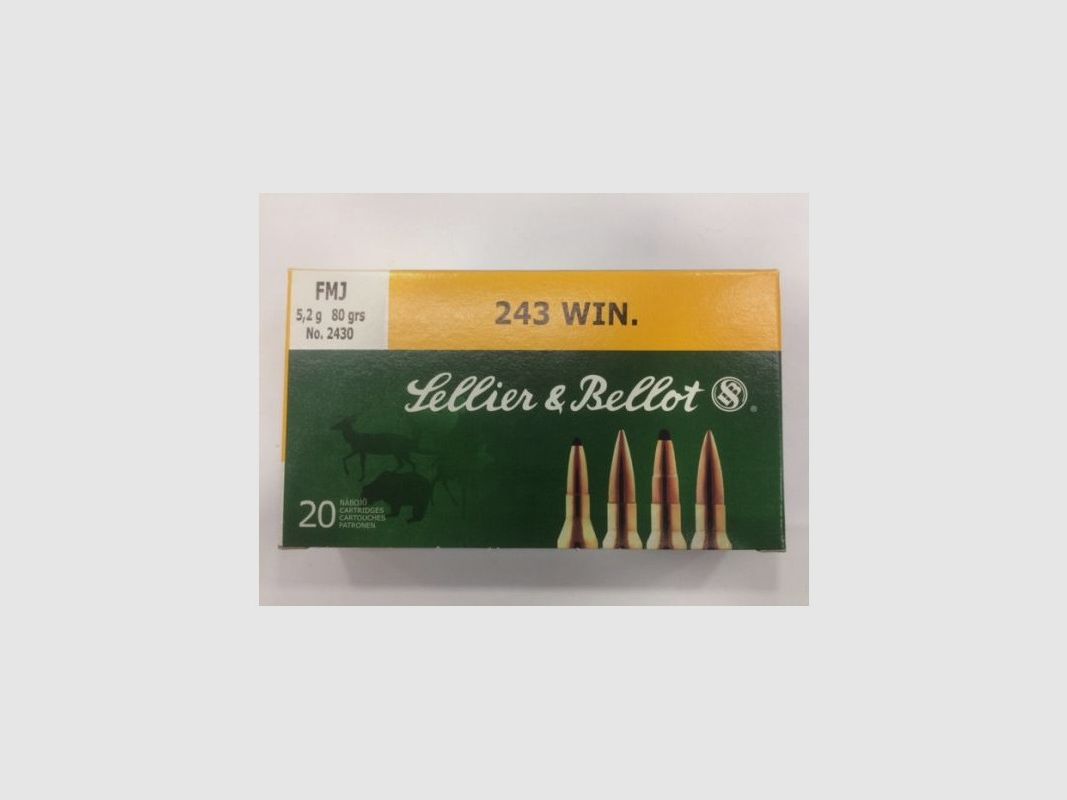 S&B CARICHE CAL 243 WIN FMJ 80 GR, immagine 2 di 2