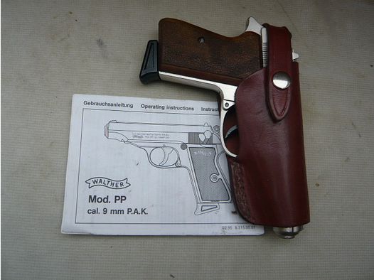 Walther PP pistol cal. 9 mm PAK nickel-plated