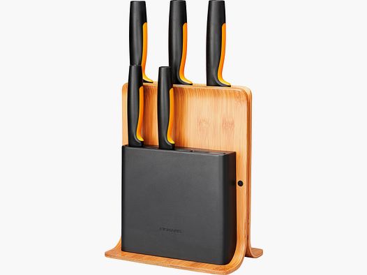 Bloque de cuchillos de bambú Fiskars con 5 cuchillos