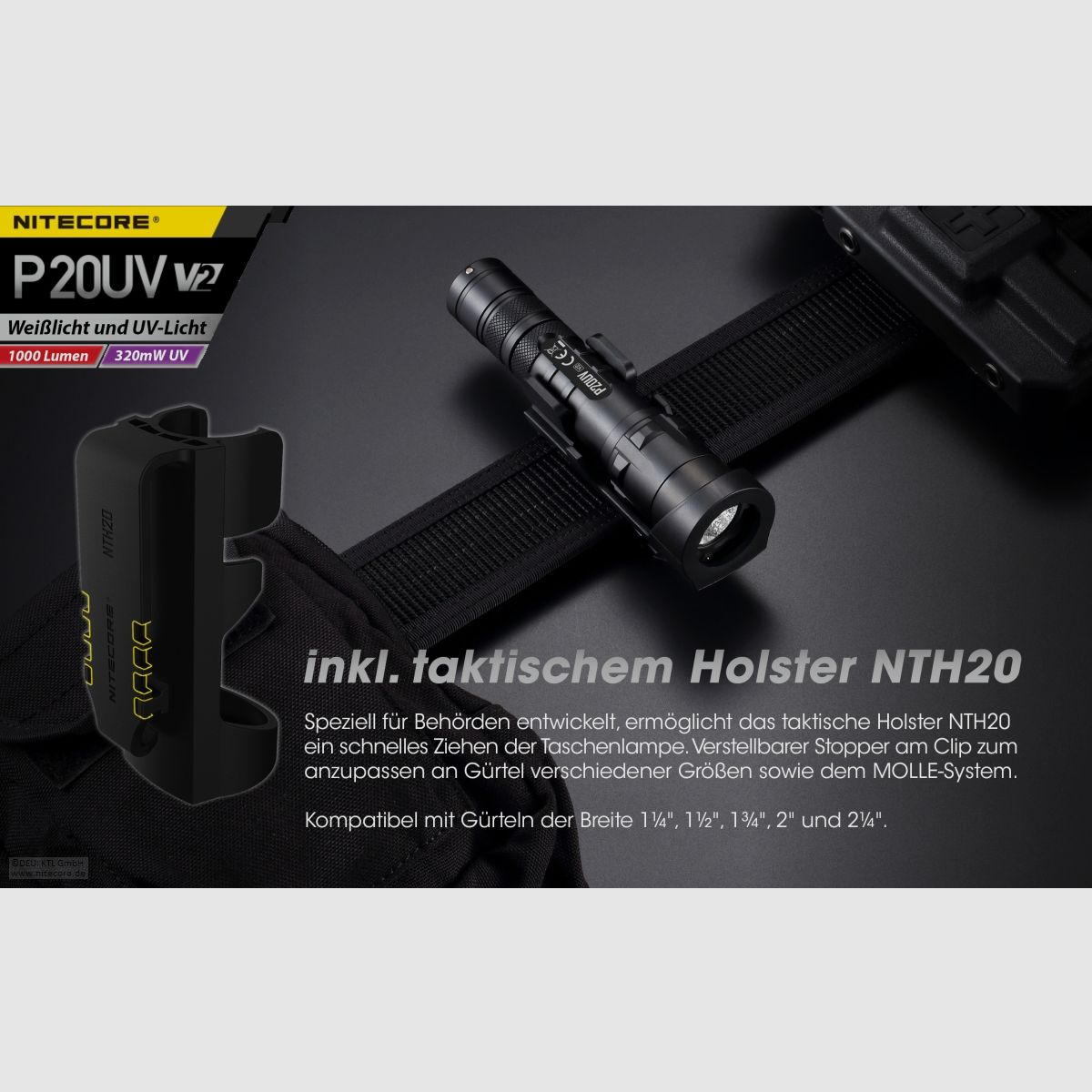 Nitecore P20UVV2 Taschenlampe P20UV V2 1000 Lumen UV Licht