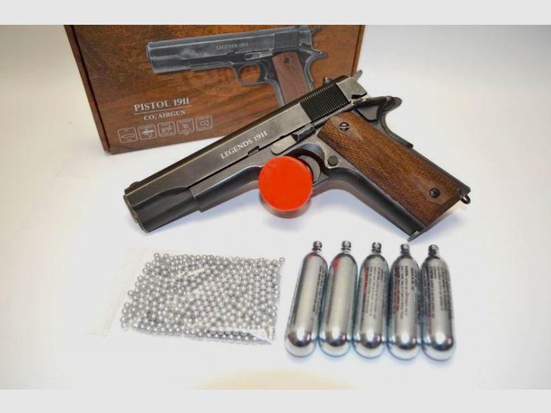 Legends! Originalgetreuer Colt Government 1911 Nachbau * CO² * 4,5 mm BB´s mit Starterpaket