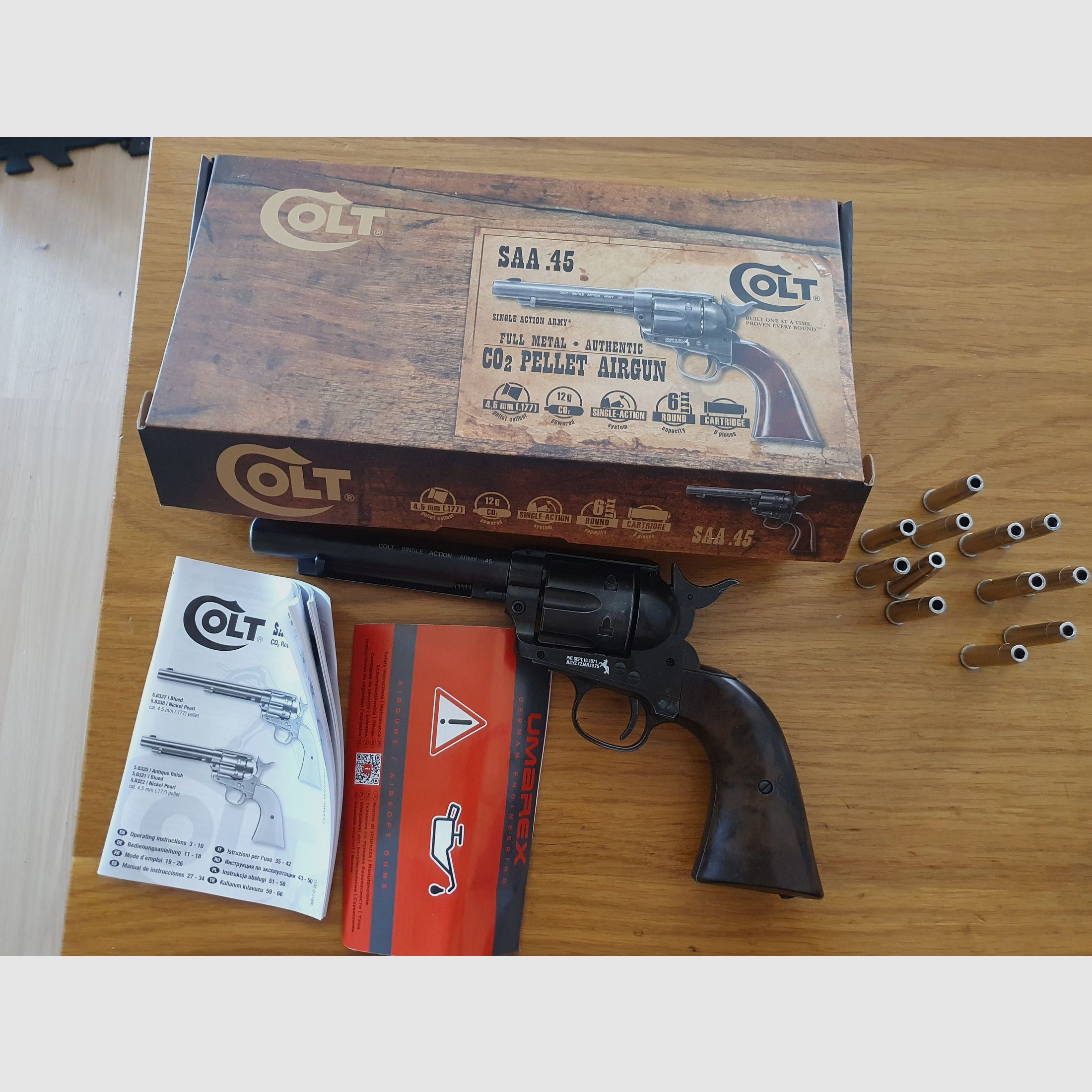 Colt Single Action Army SAA Co2 gezogener Lauf, 4,5 mm Diabolo, inkl. 12 Ladehülsen