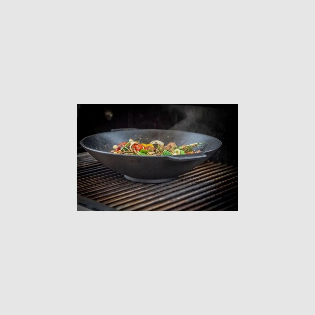 Grillfürst Gusseisen Wok mit 2 Griffen, Durchmesser 30cm