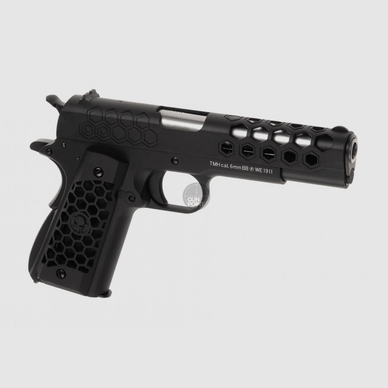Softair - Pistole - WE - M1911 Hex Cut Full Metal GBB black - ab 18, ber 0,5 Joule