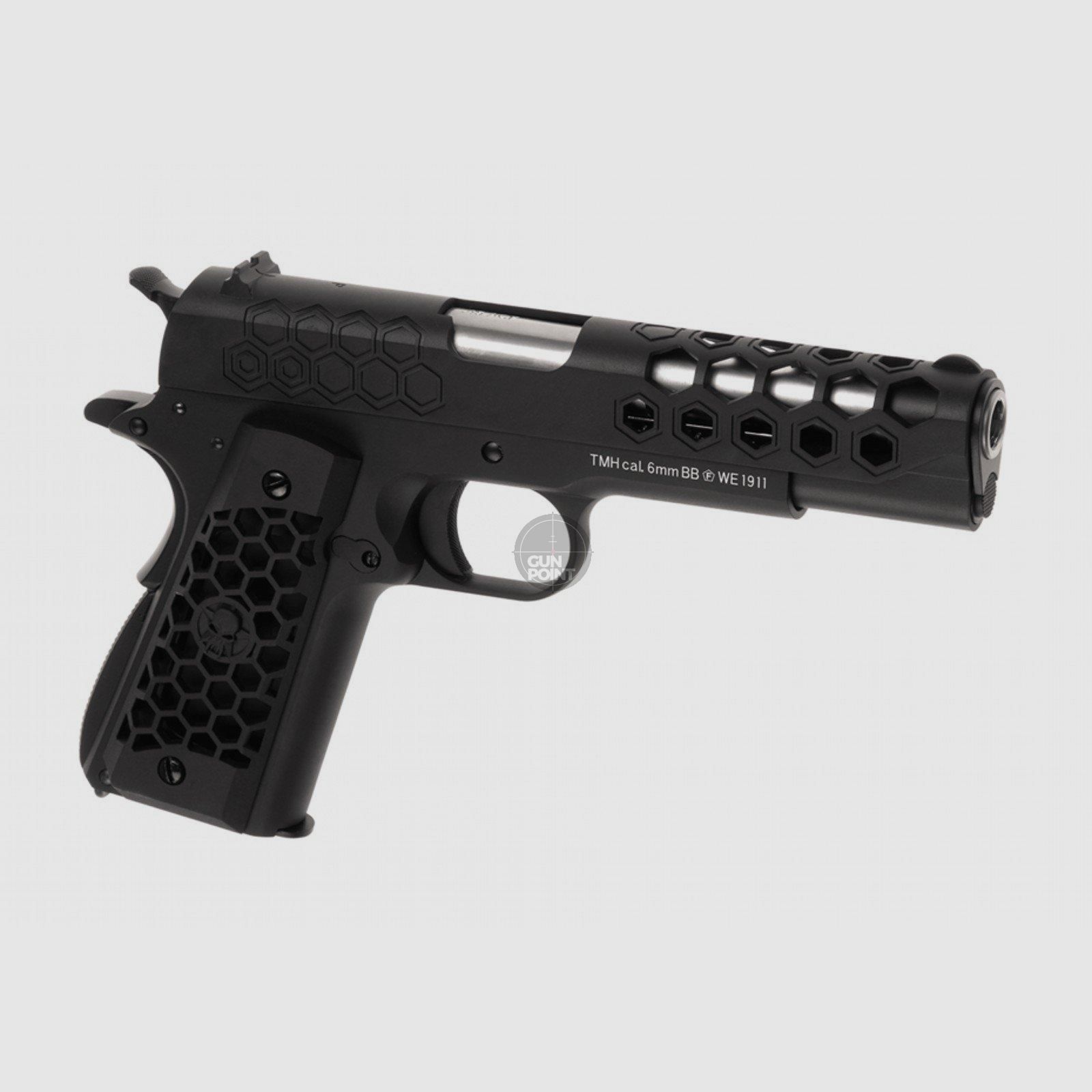 Softair - Pistole - WE - M1911 Hex Cut Full Metal GBB black - ab 18, ber 0,5 Joule
