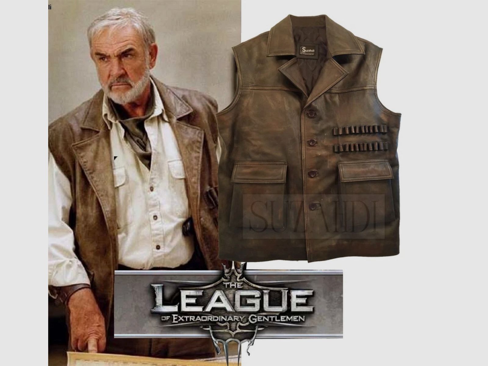 Gilet in pelle Sean Connery Allan Quatermain Safari Weste
