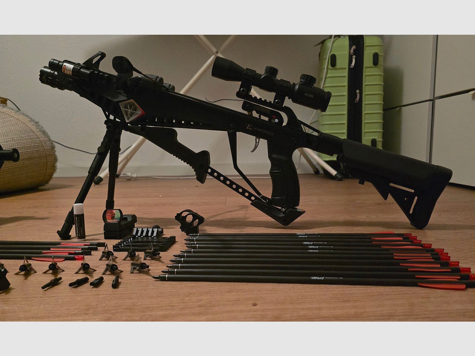 An Archery Cobra RX130 Sniper Crossbow with a lot of accessories