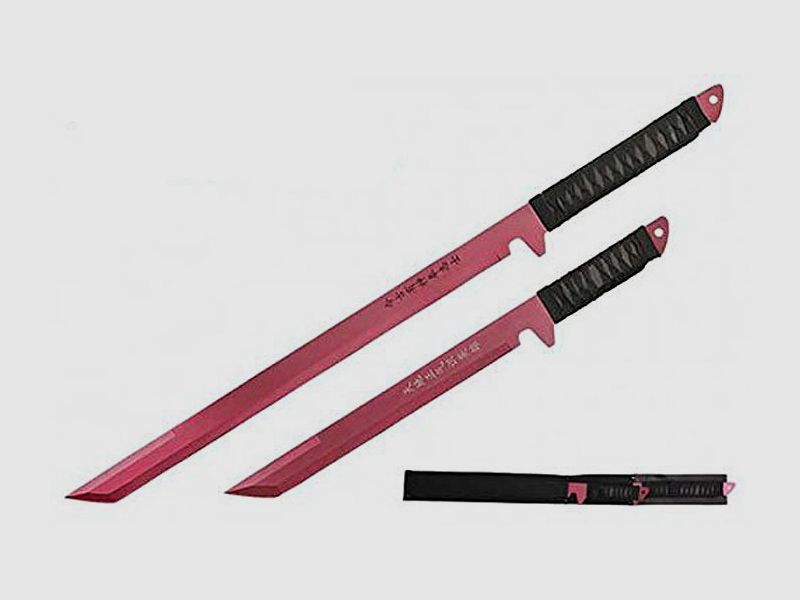 Ninja Schwerter Set Technicolor mit roter Klinge