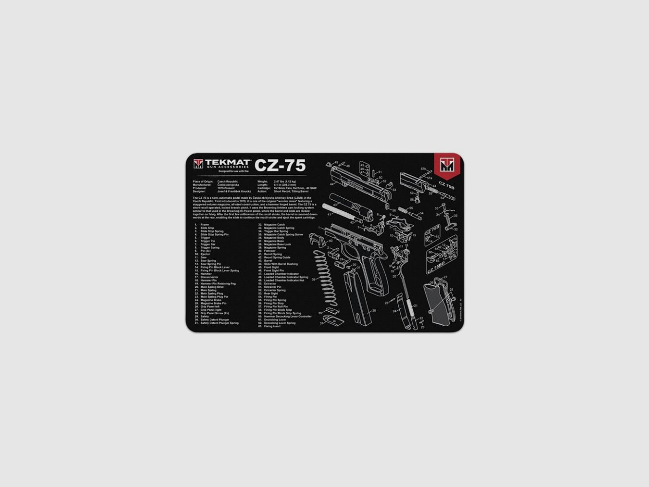 CZ75 TEKMAT REINIGUNGSMATTE FÜR WAFFEN 17’’, Bild 4 von 5