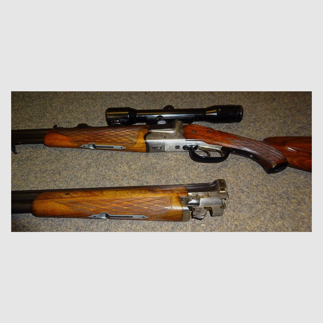 BBF /BDF HEYM Mod. 88 7x57R +16/70 con canna intercambiabile su BDF 16/70. Con "Kaps" ZF 4 volte. Spedizione in tutta l'UE