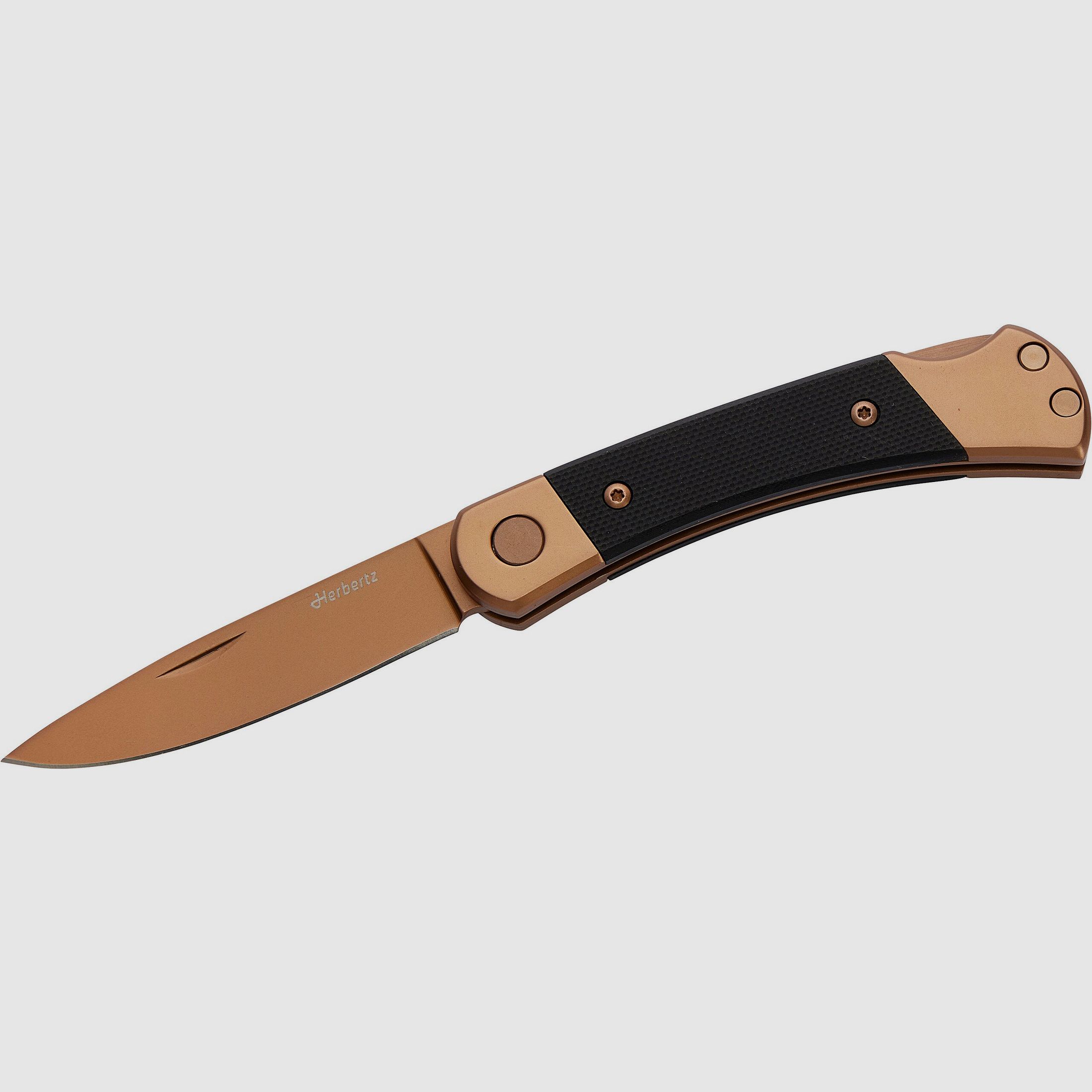 Herbertz Taschenmesser Titanbeschichtung Rosengold Black D2 Small