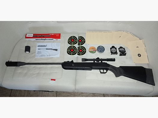 neuwertiges Hämmerli Firefox 500 Luftgewehr Knicklader 4,5mm .177 + Zubehör Zielscheiben Target Figuren Diabolos Set 