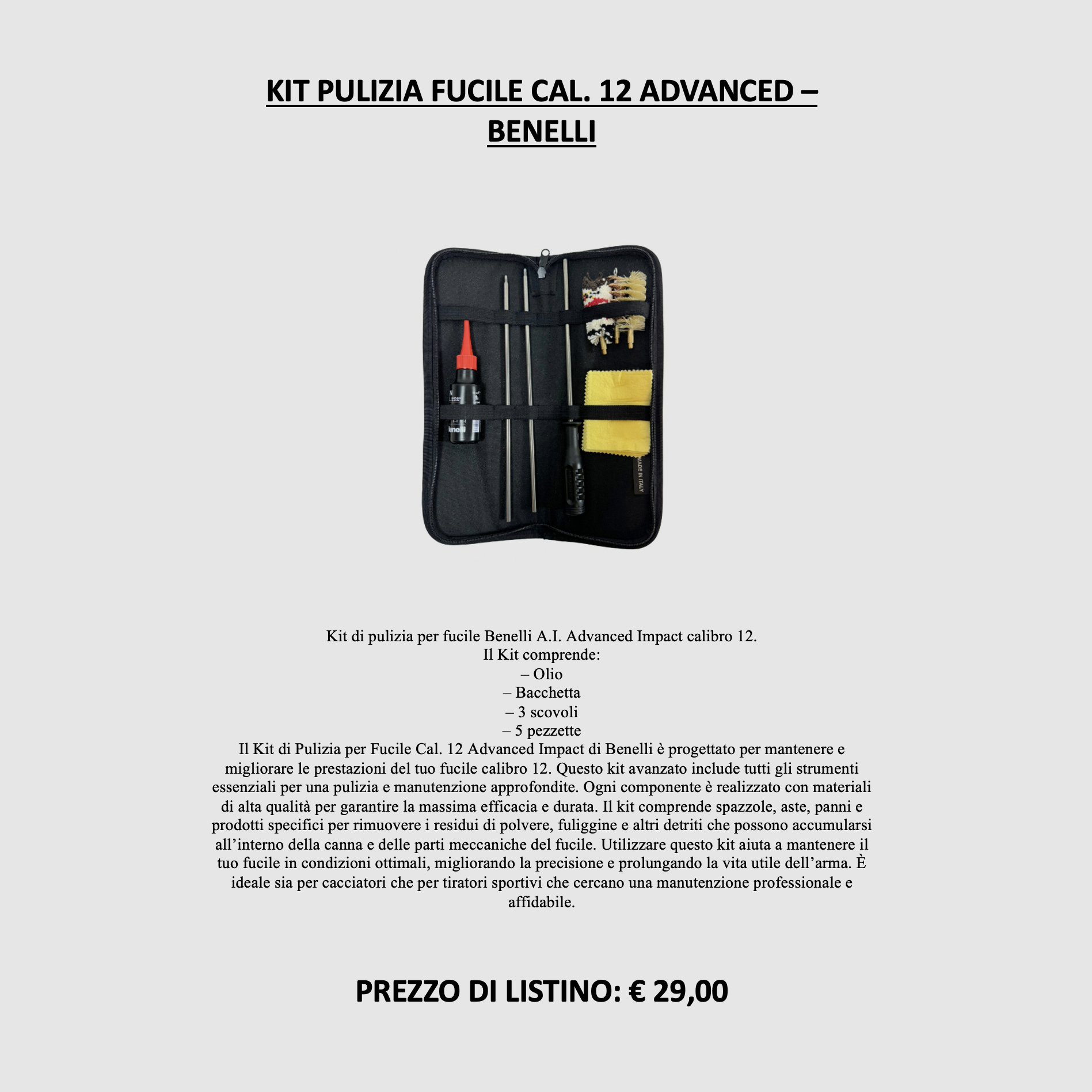 Benelli – ZESTAW DO CZYSZCZENIA KARABINU KAL. 12 ADVANCED IMPACT BENELLI, zdjęcie 3 z 3