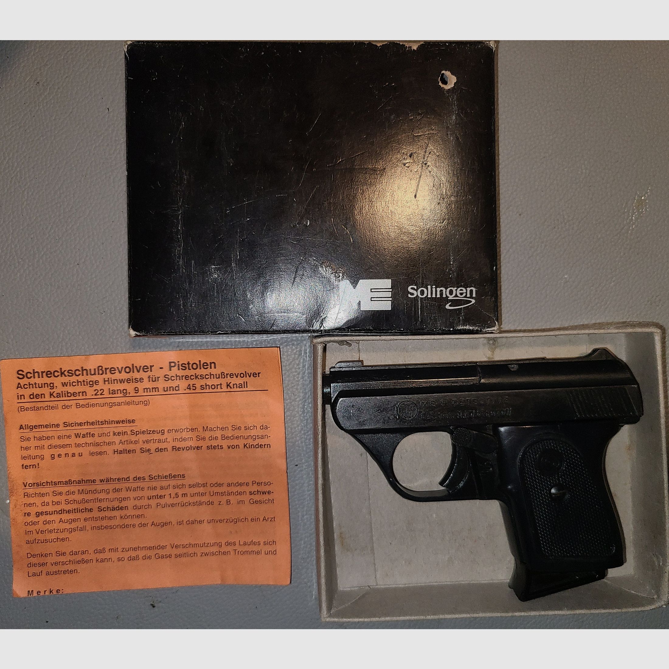 ME 8 DETEKTIVE  / ohne Zubehör / mit OVP / cal. 8mm / PTB 100/2  / SCHRECKSCHUSS GAS PISTOLE SILVESTER SELBSTVERTEIDIGUNG SAMMLUNG / GEBRAUCHT