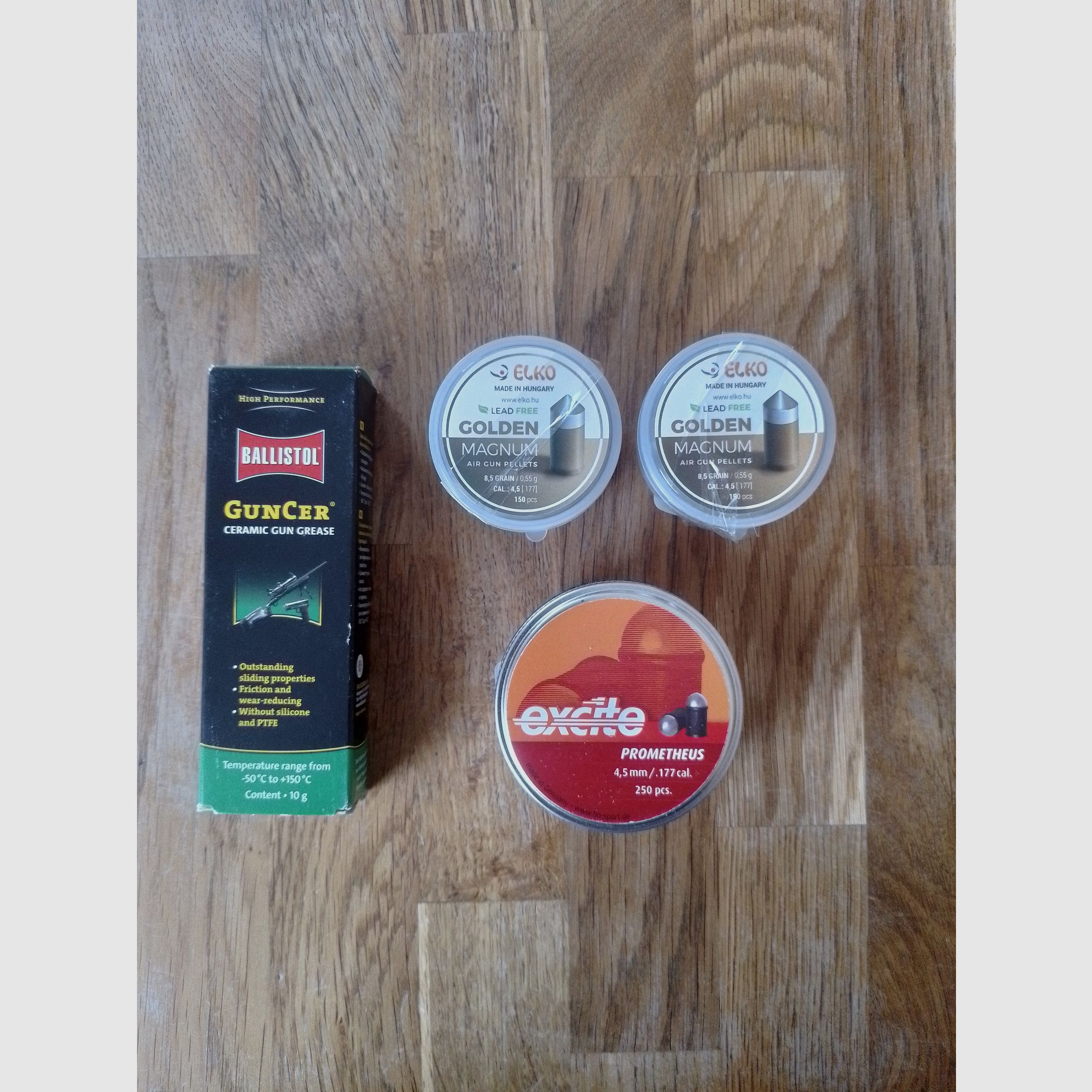 Luftgewehrmunition Spitzkopf-/ Rundkopf Diabolo 4,5mm / .177 cal. Diabolos + Waffenfett 