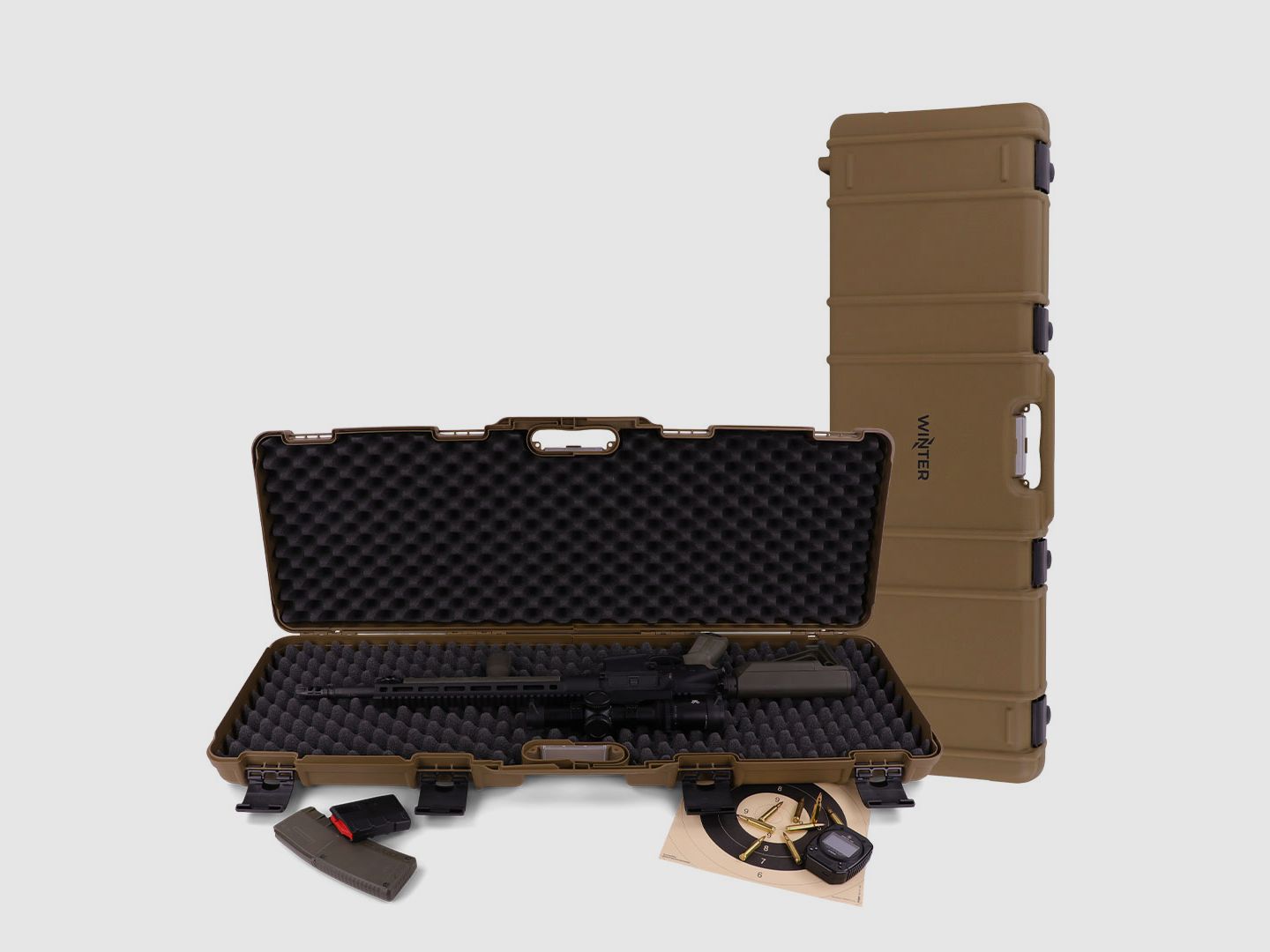 Winter Gewehrkoffer W10 103 cm für 1 Langwaffe – PP Kunststoff, 4 Push-Pull Verschlüsse, Noppen (Coyote)