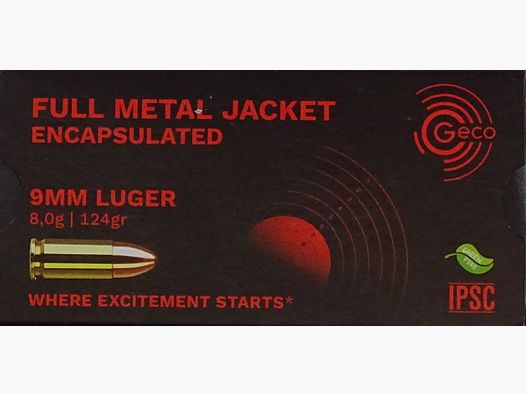 Geco 9mm Luger FMJ SX 124gr - 1000 disparos