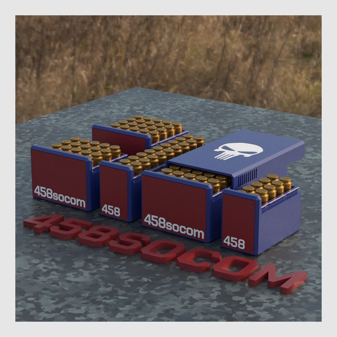 Filamelt ammunition box / Ammo Box .458 SOCOM – cartridge box for 50 rounds, Made in Germany